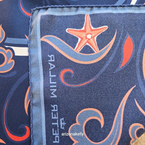 NWOT Peter Millar Silk Square Scarf *Four Seasons* Bird Butterfly Octopus - Picture 11 of 15